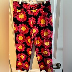 Floral Junior Girls Capris - Black and Red